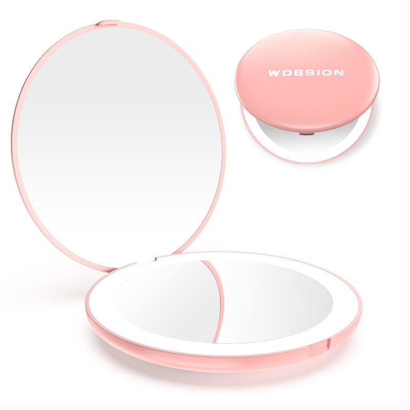 Wobsion Compact Travel Mirror - 1x/10x Magnification, Handheld 2-Sided, Perfect for Purses & Handbags - Image 1